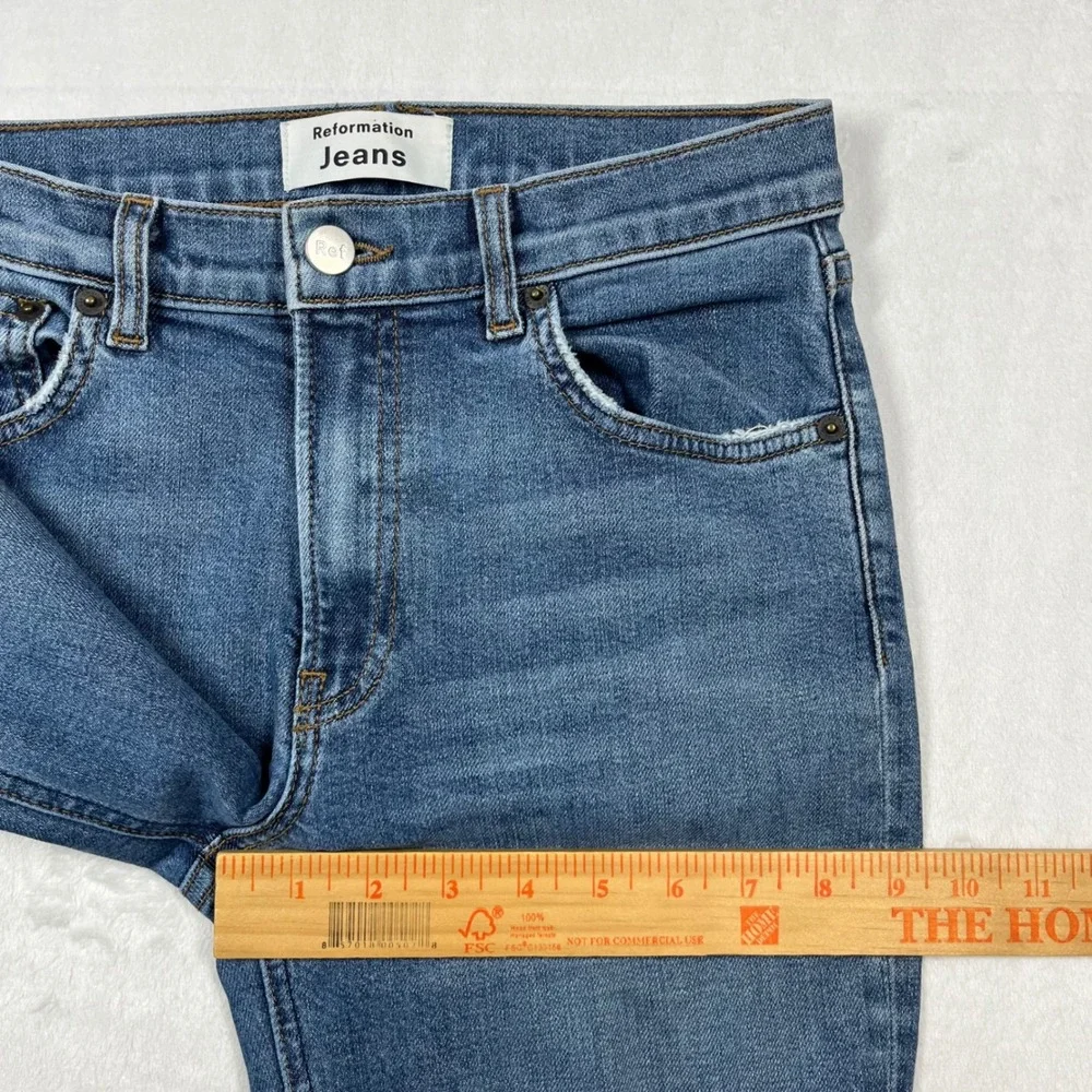 Reformation Mid Skinny Jeans Womens 26x29 Blue Rhine Wash Stretch Made in USA - Picture 13 of 14